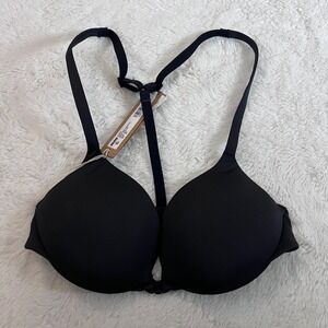 SKIMS Ultimate Push Up Front Closure Bra‎ Onyx Black BA-PLG-4376 Womens 30B NWT